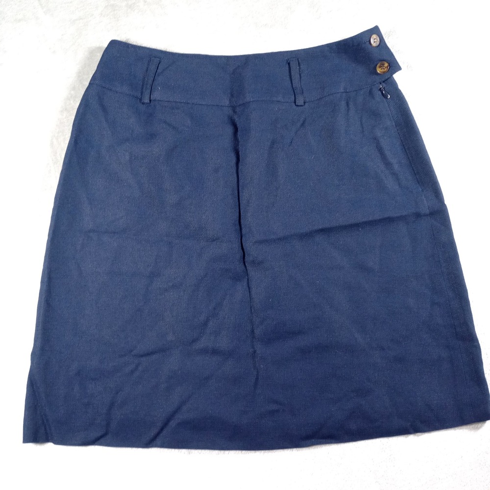 Gianni Sport Mini Skirt Womens 10 Navy Blue A-Line Side Zip Button USA Preppy